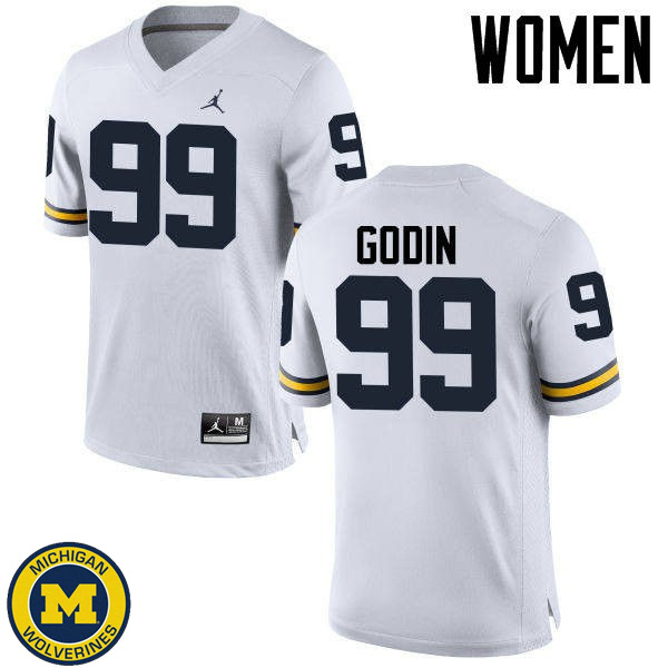 Womens University of Michigan #99 Matthew Godin White Fashion Jersey